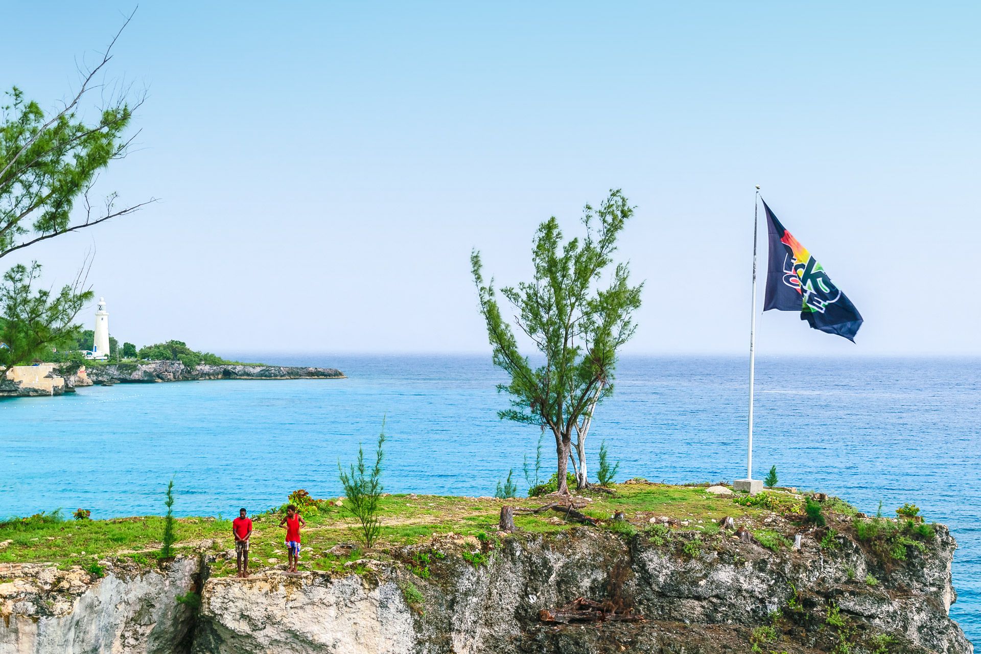 View of cliffs and ocean at Rick's Cafe Negril