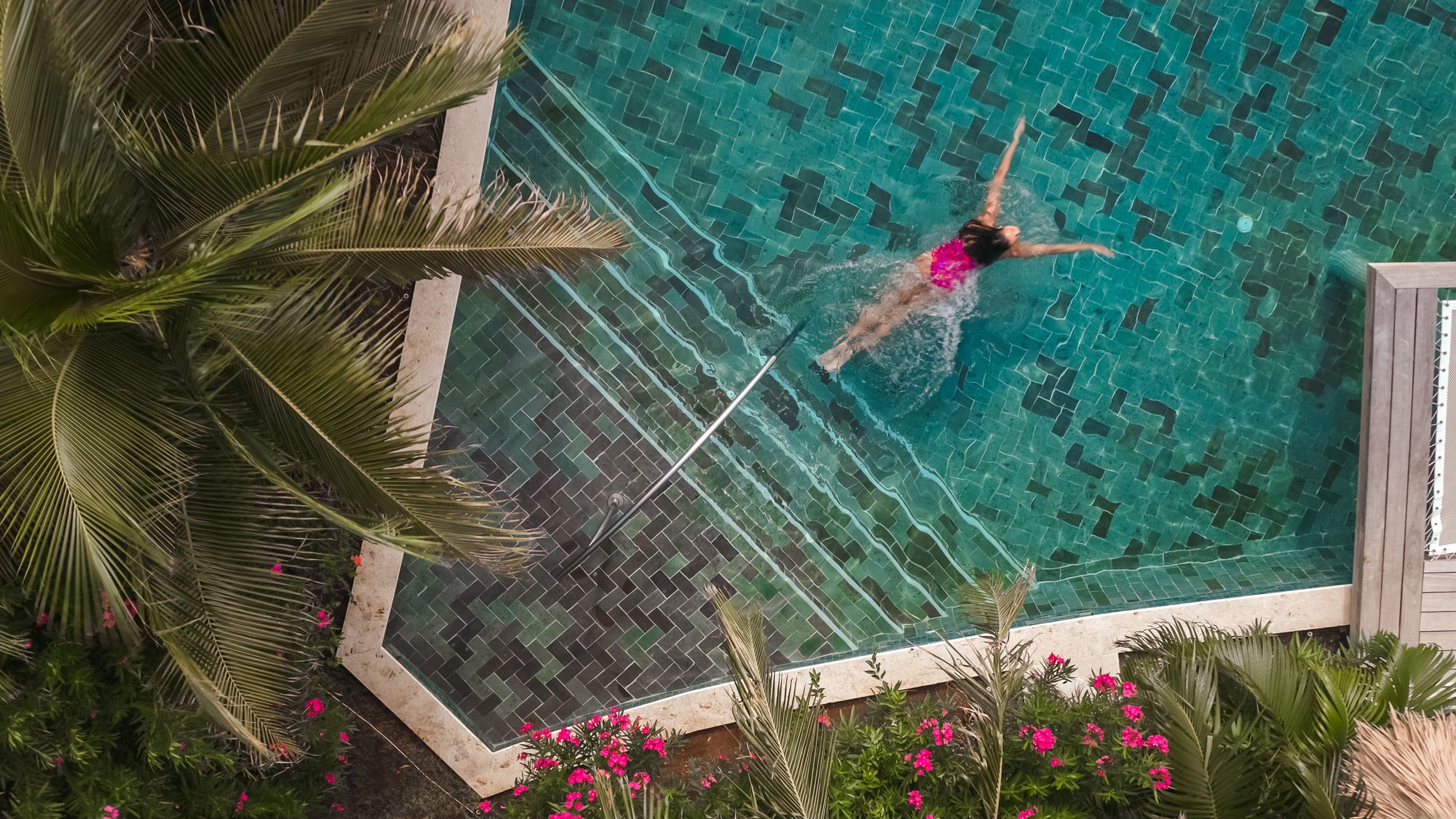 woman swimming in pool