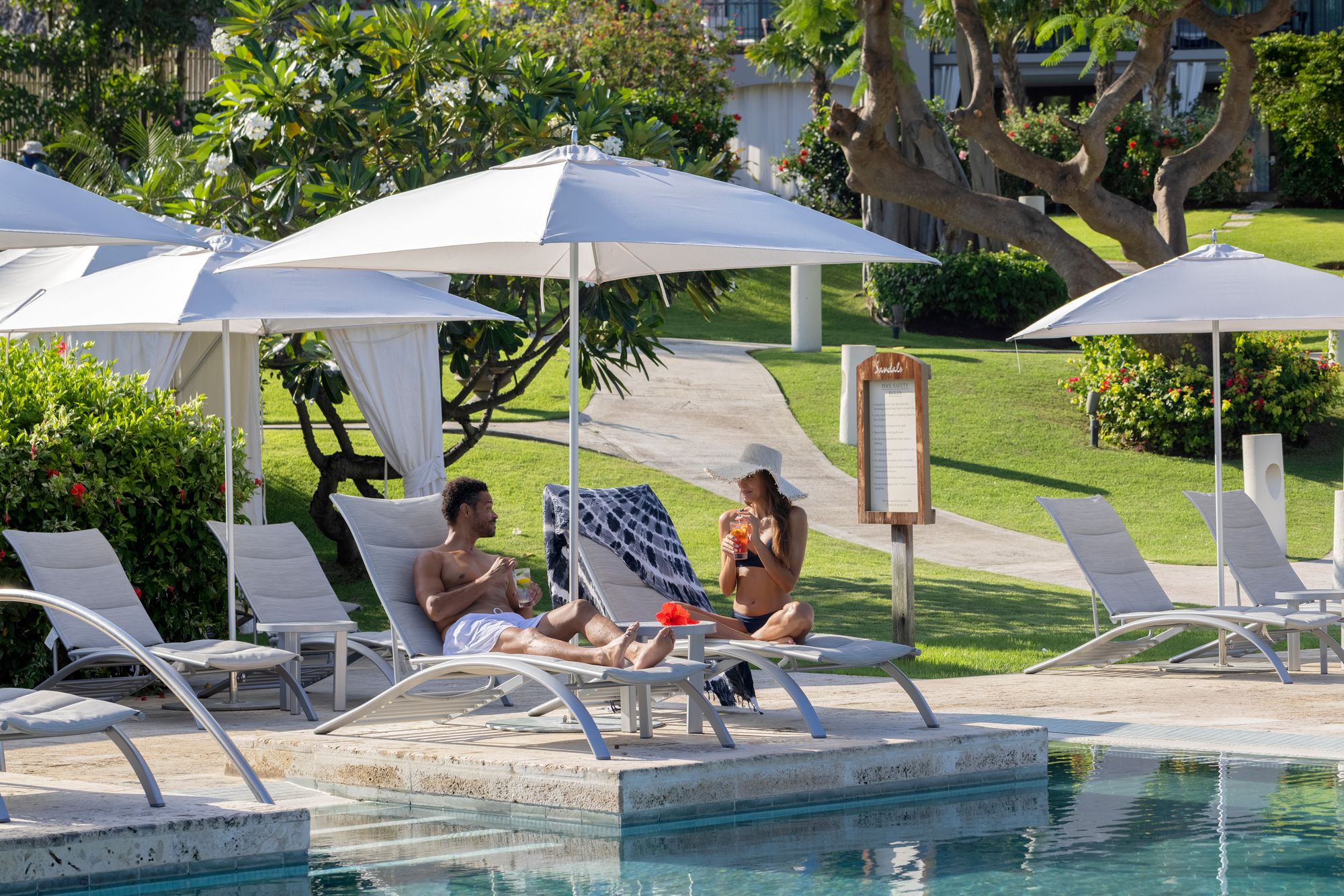 Couple poolside