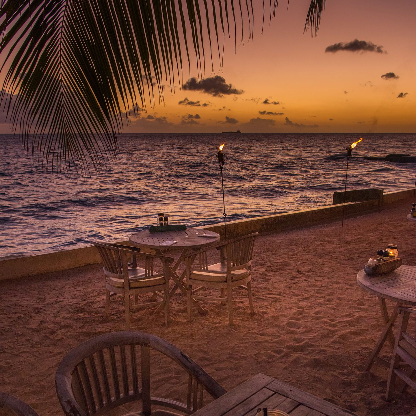 sunset dinner by ocean