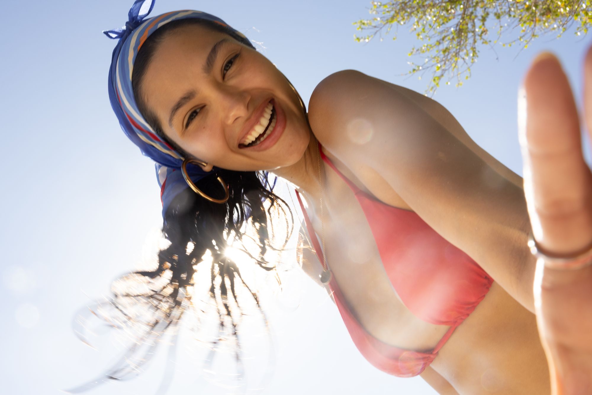 smiling woman in Caribbean